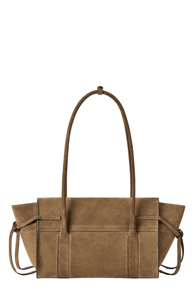 Mulberry Rectangular Soft Suede Handbag With Flap Closure And Tassel Details