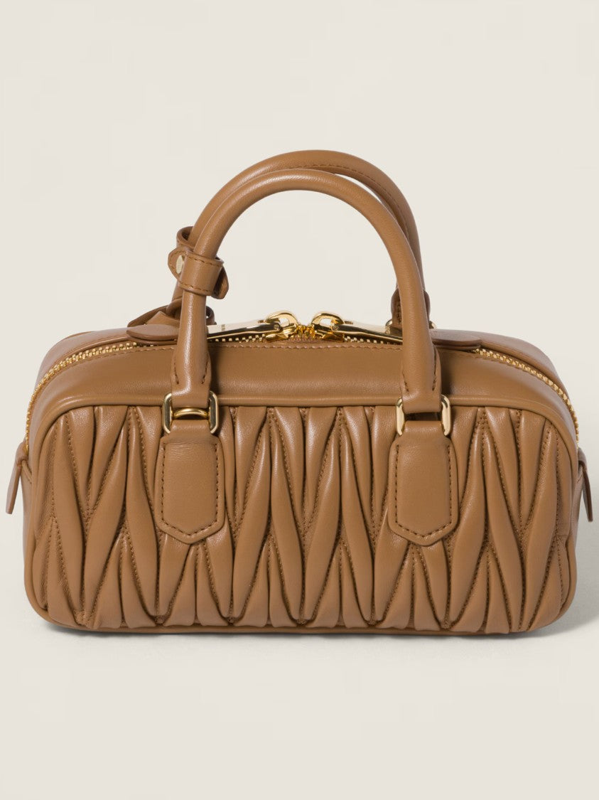 Miu Miu Textured Leather Handbag With Gathered Detailing