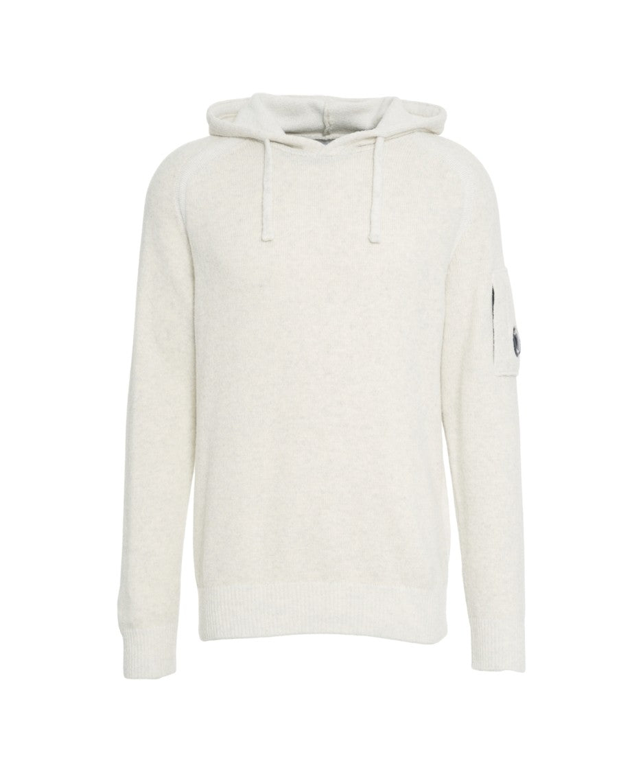 C.P. Company Knit Hoodie With Drawstring Hood And Urban Logo Patch