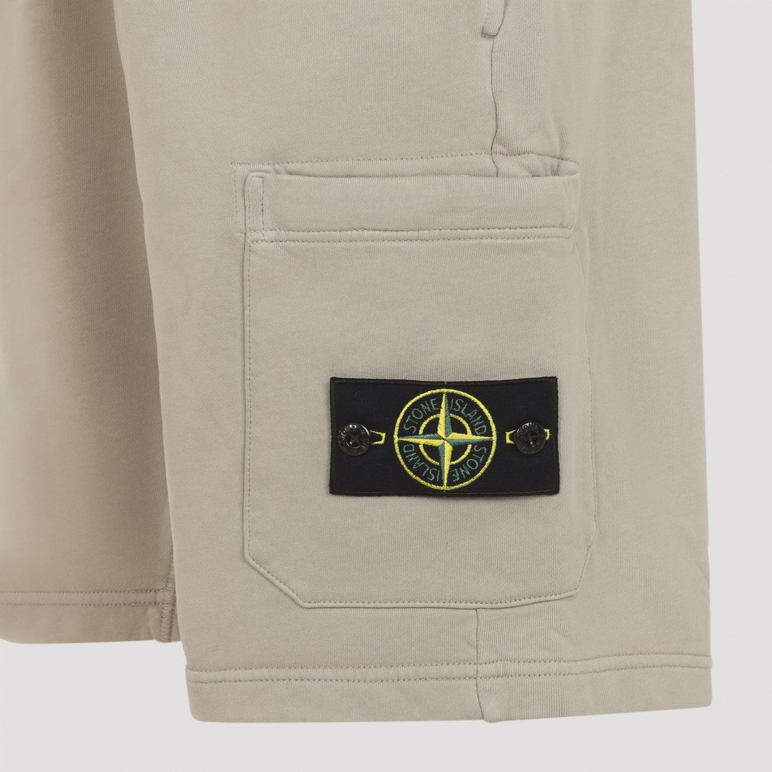 Stone Island Beige Cotton Bermuda Shorts With Adjustable Waistband And Logo Patch