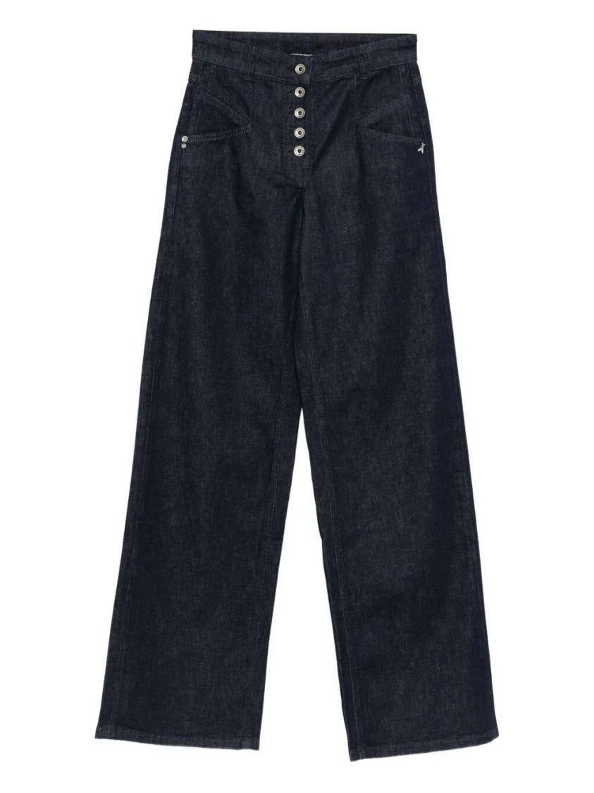 Patrizia Pepe High-Waisted Wide-Leg Pants With Button Front