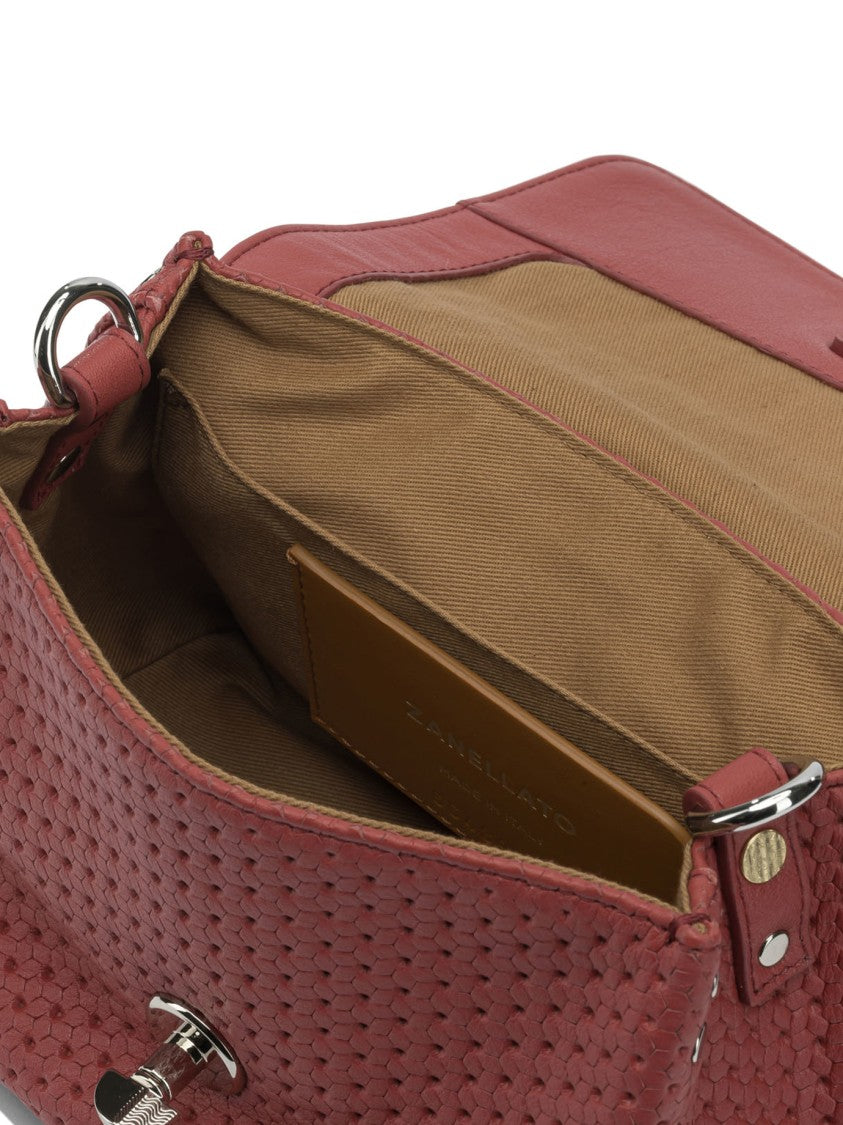 Zanellato Textured Leather Shoulder Bag With Woven Pattern