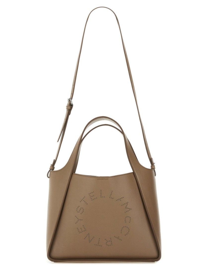 Stella Mccartney Trapezoidal Brown Shoulder Bag With Logo Design