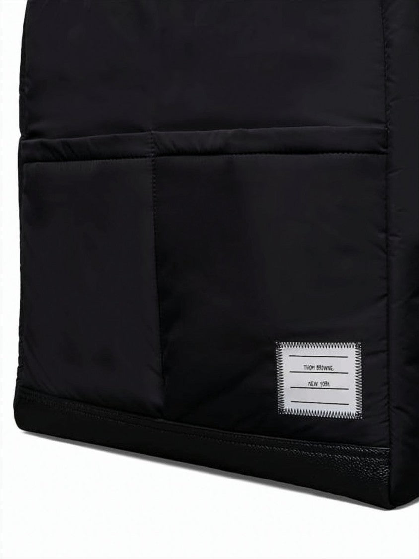 Thom Browne Black Polyester Tote Bag With Calf Leather Accents