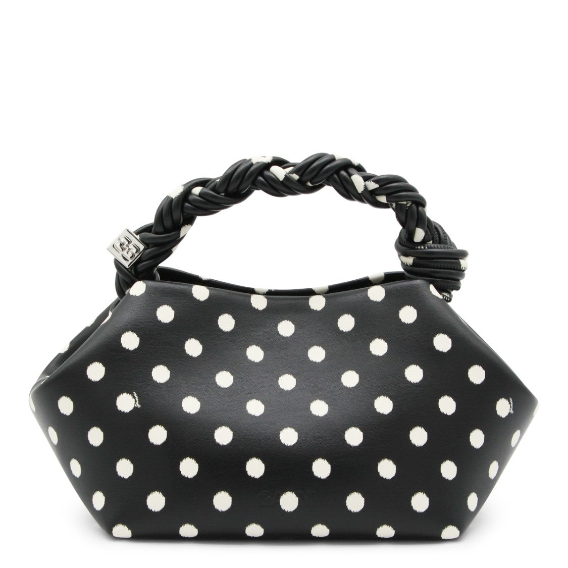 Ganni Black Recycled Leather Top Handle Bag