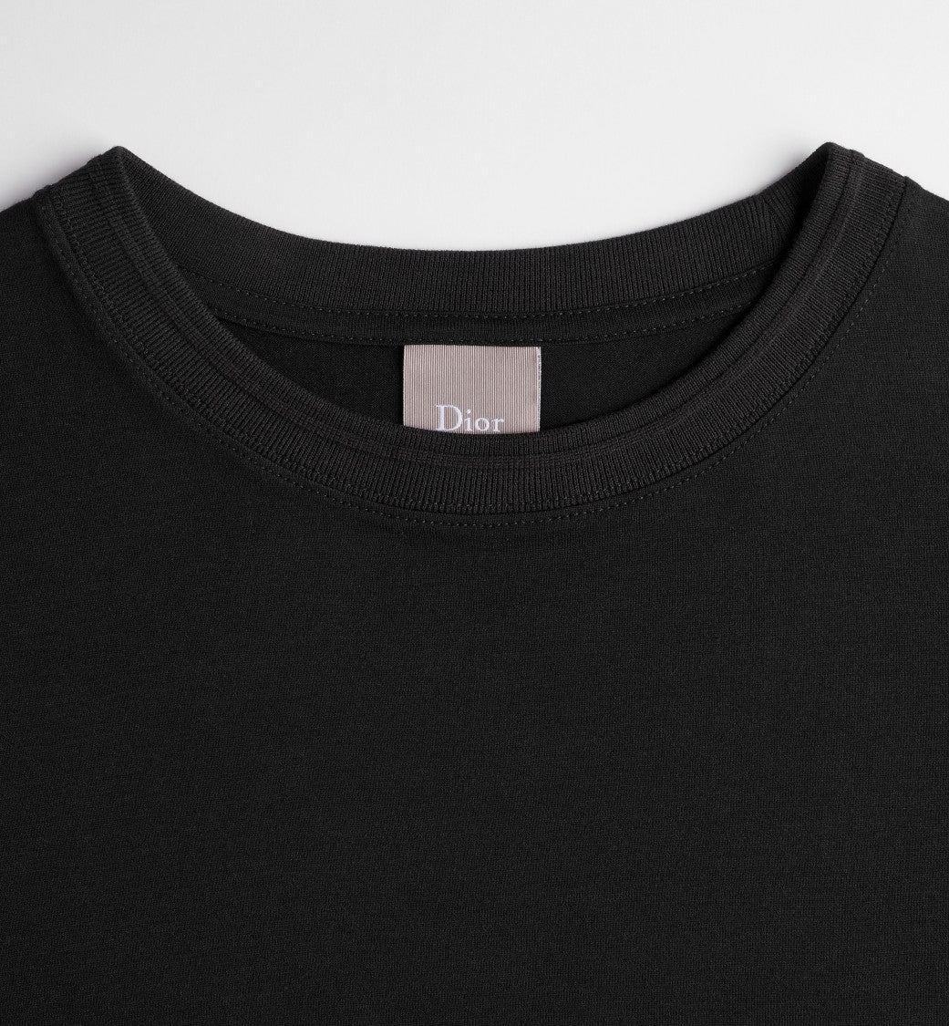 Christian Dior Short-Sleeve Crew Neck Top With Subtle Embroidered Logo