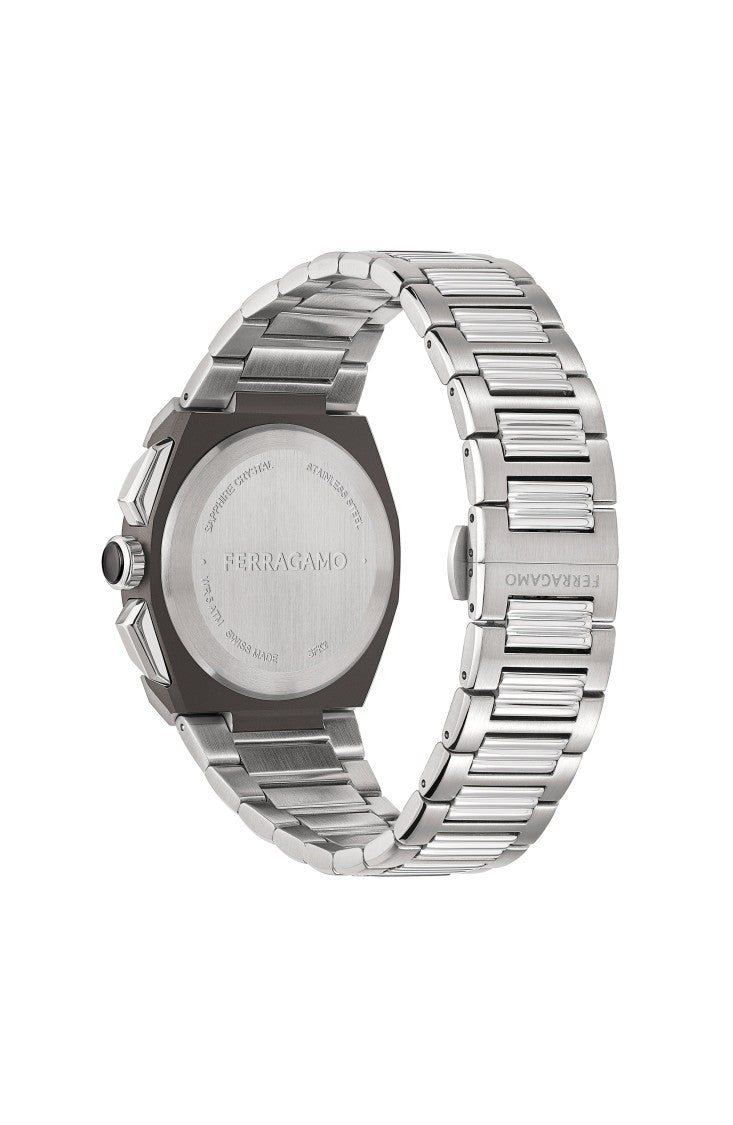 Ferragamo Chronograph Date Quartz Watch With Black Matte Dial