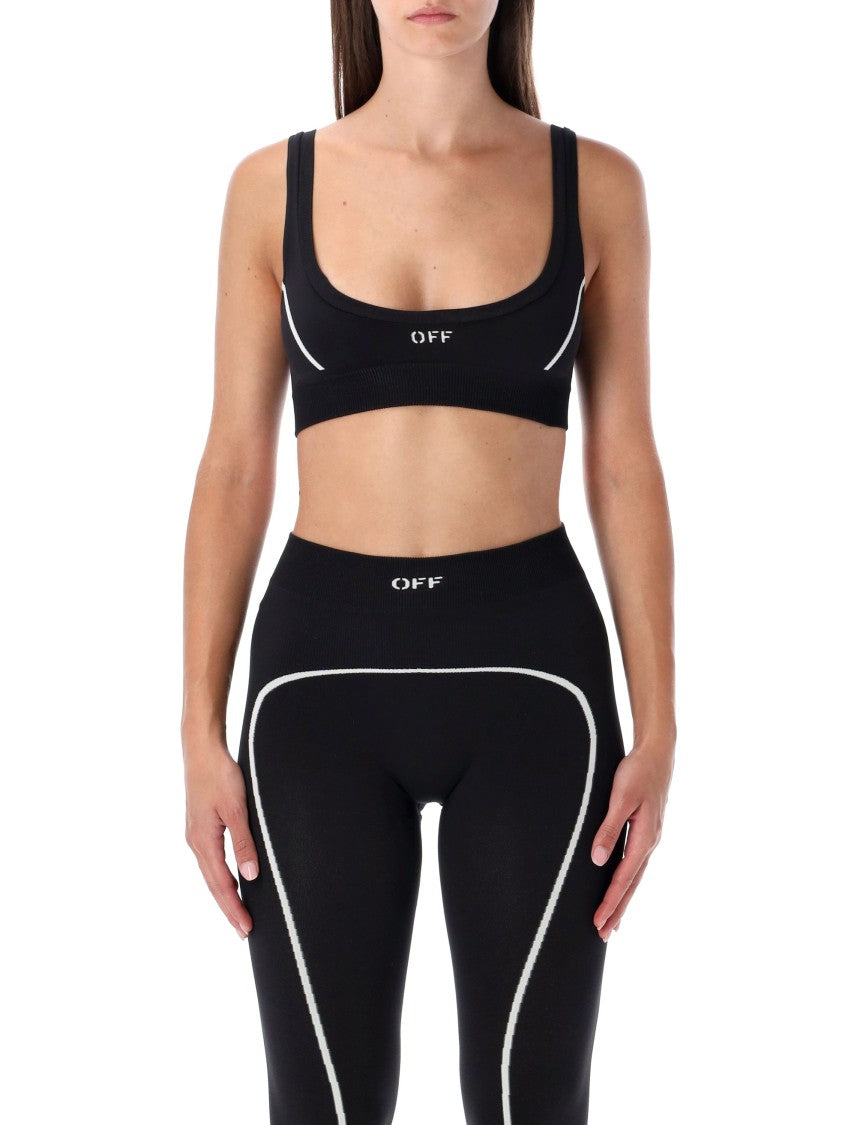 Off-White Sculpted Scoop Neckline Seamless Logo Bra