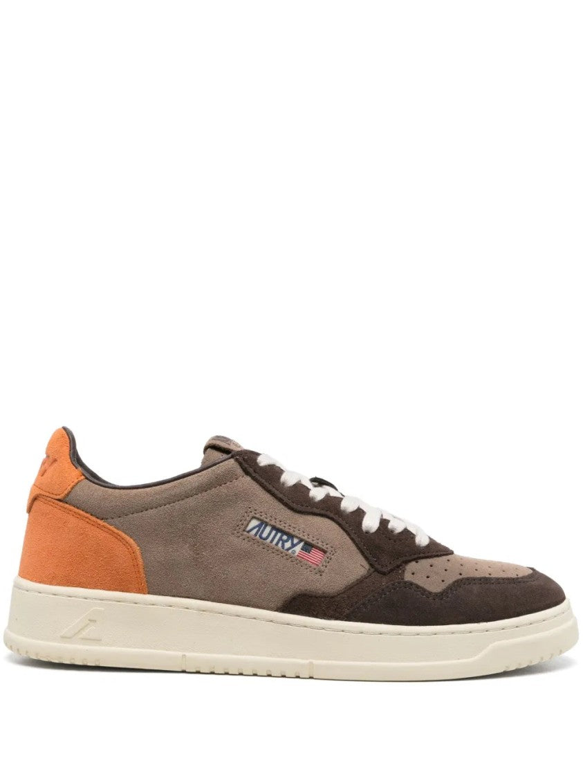 Autry Coffee Brown Low-Top Sneakers With Logo Patch