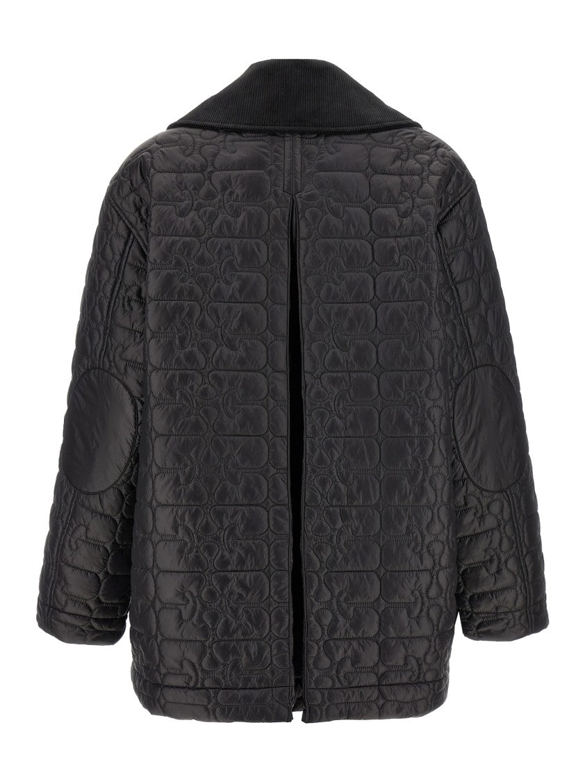 Ganni Black Shiny Quilt Midi' Jacket