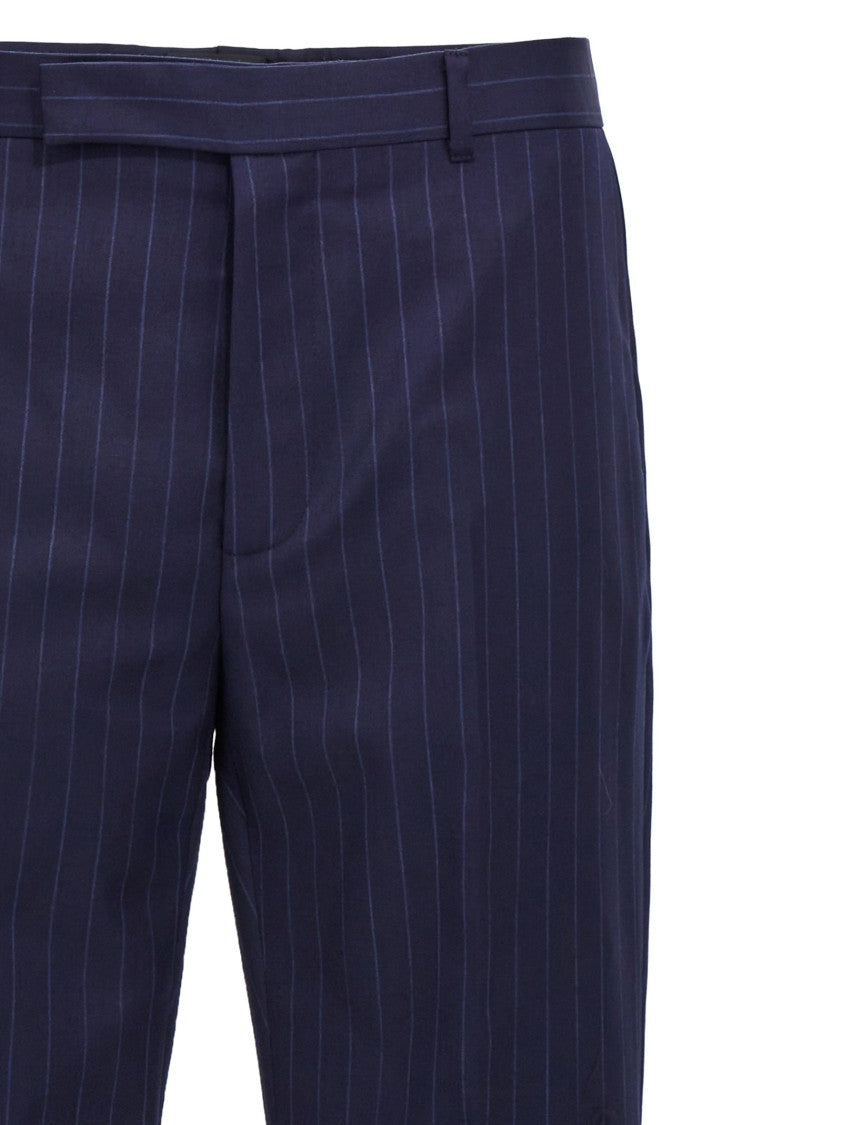 Givenchy Tailored Blue Pinstripe Pants With Stretched Pleat