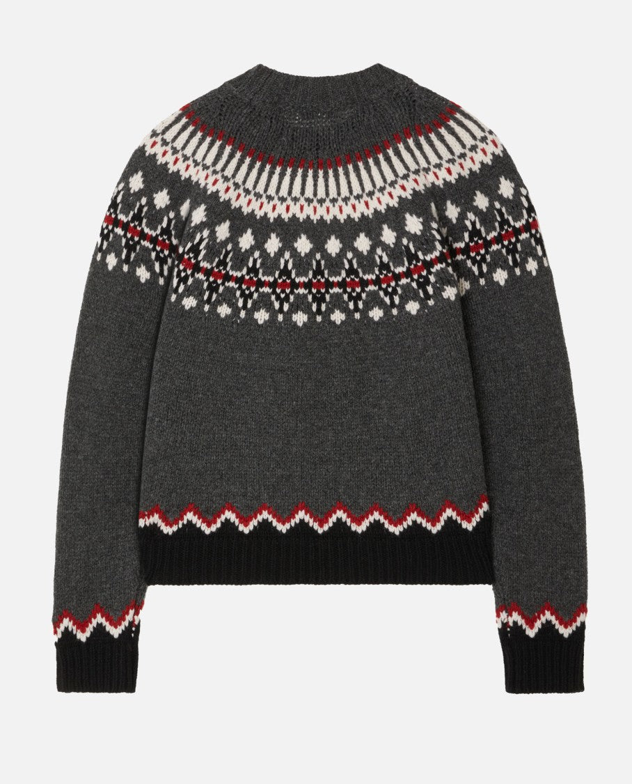 Alanui Wool Crewneck Sweater With Geometric Pattern