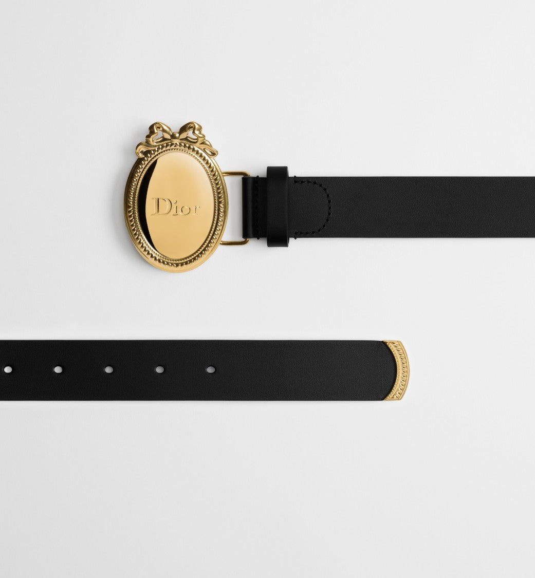 Christian Dior Plaque Black Oval Buckle Belt