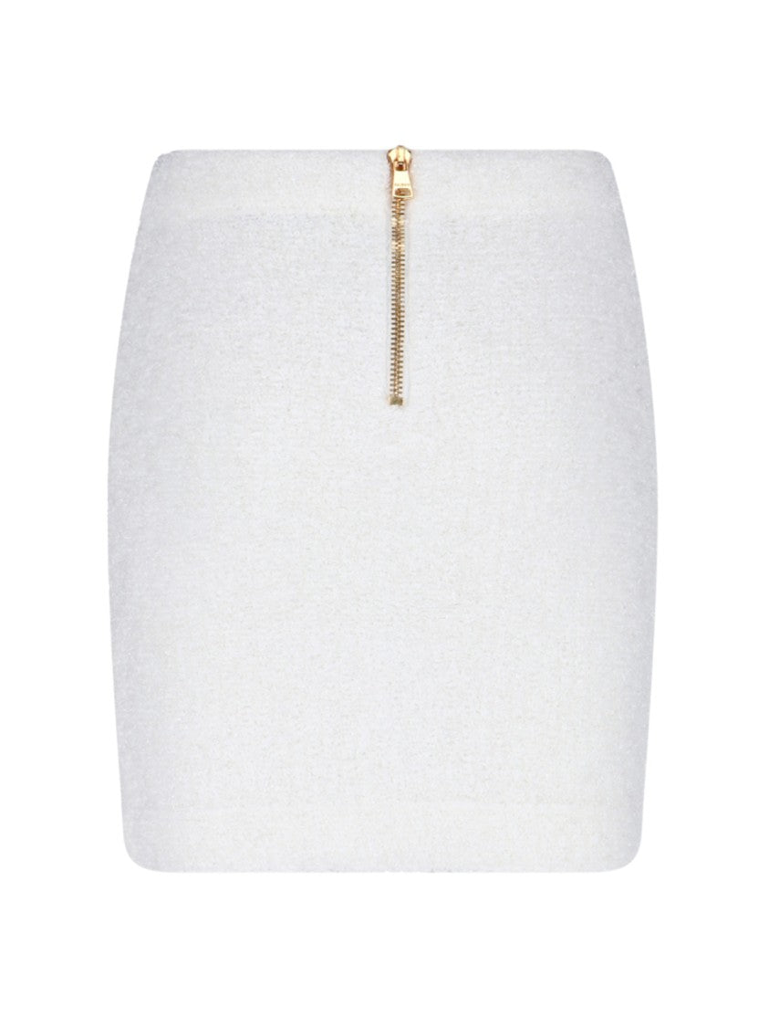 Balmain Mini Button Skirt – White
