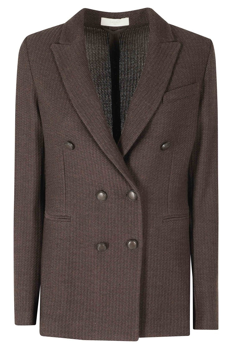 Circolo 1901 Brown Double-Breasted Wool-Blend Blazer