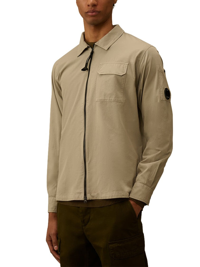 C.P. Company Organic Gabardine Zipped Overshirt With Lens Detail