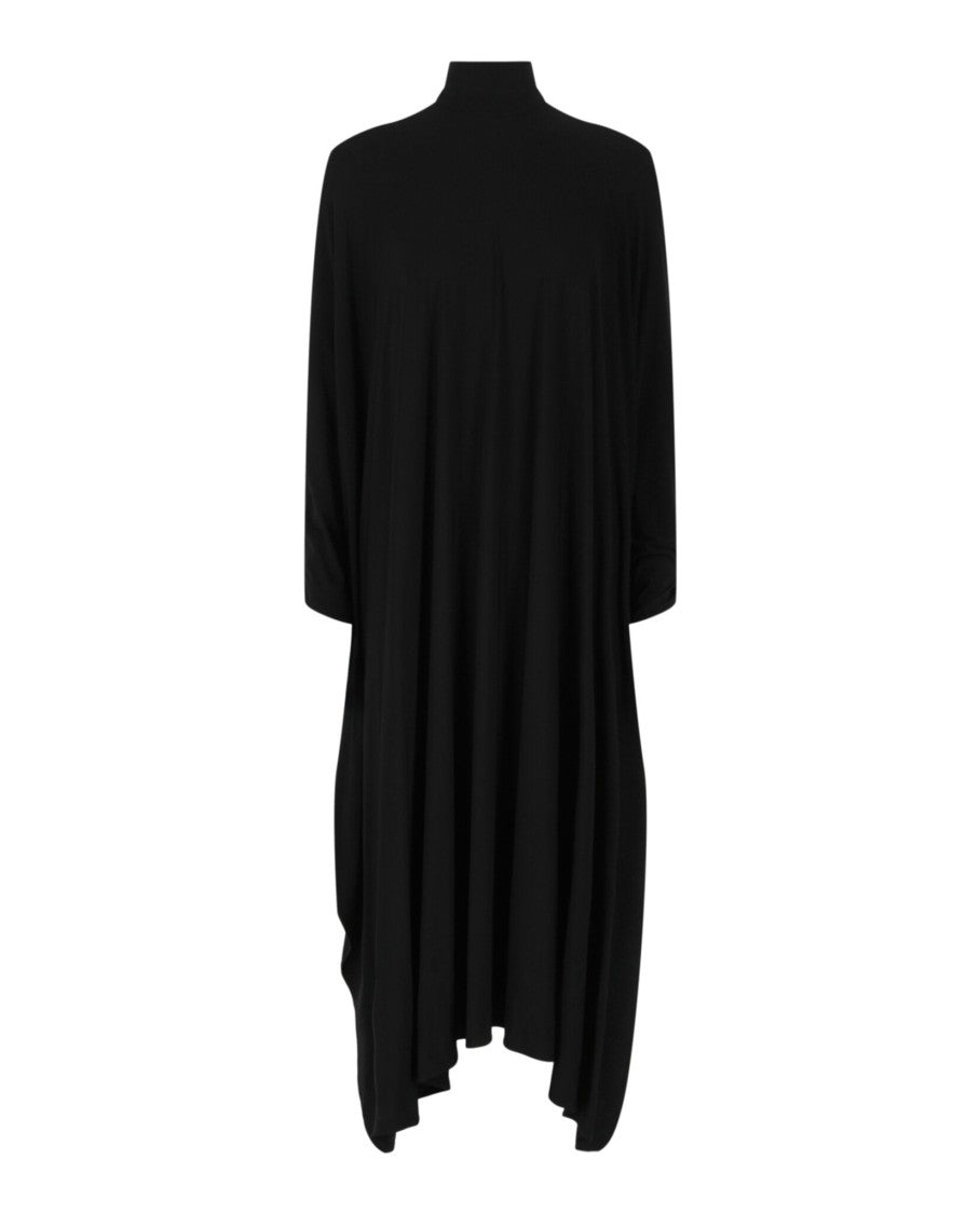 Balenciaga Mock-Neck Fitted Cycling Tunic Dress With Draped Overlay