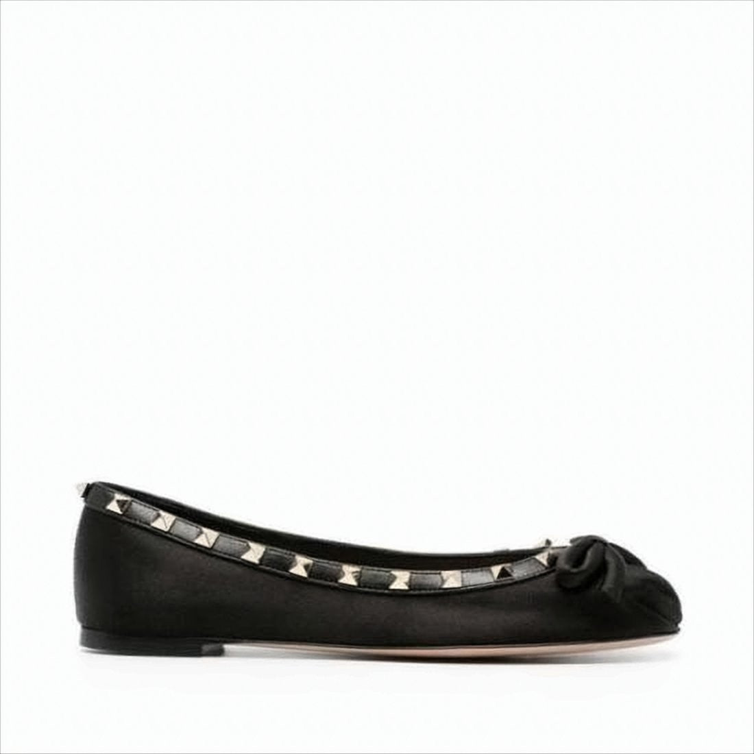Valentino Garavani Black Fabric Flats With Bow Detail