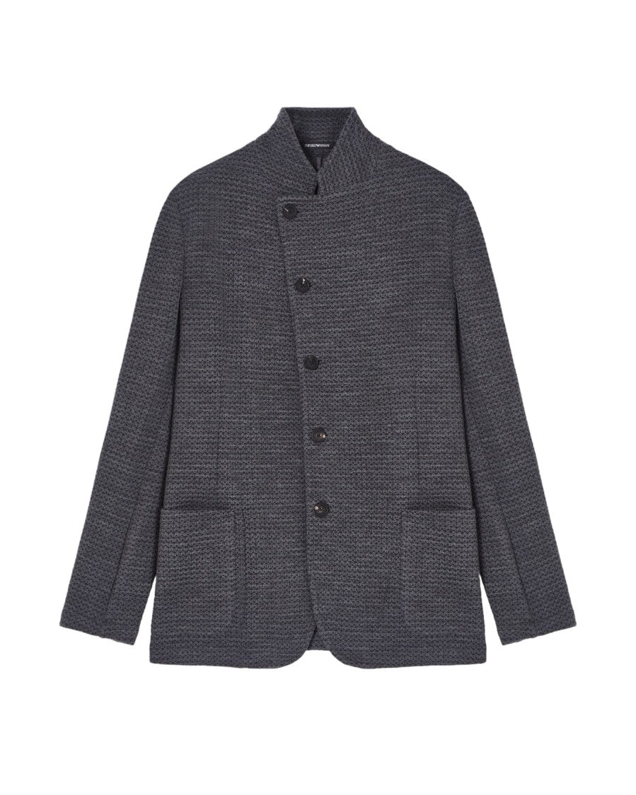 Emporio Armani Grey Blazer With 3D Motif