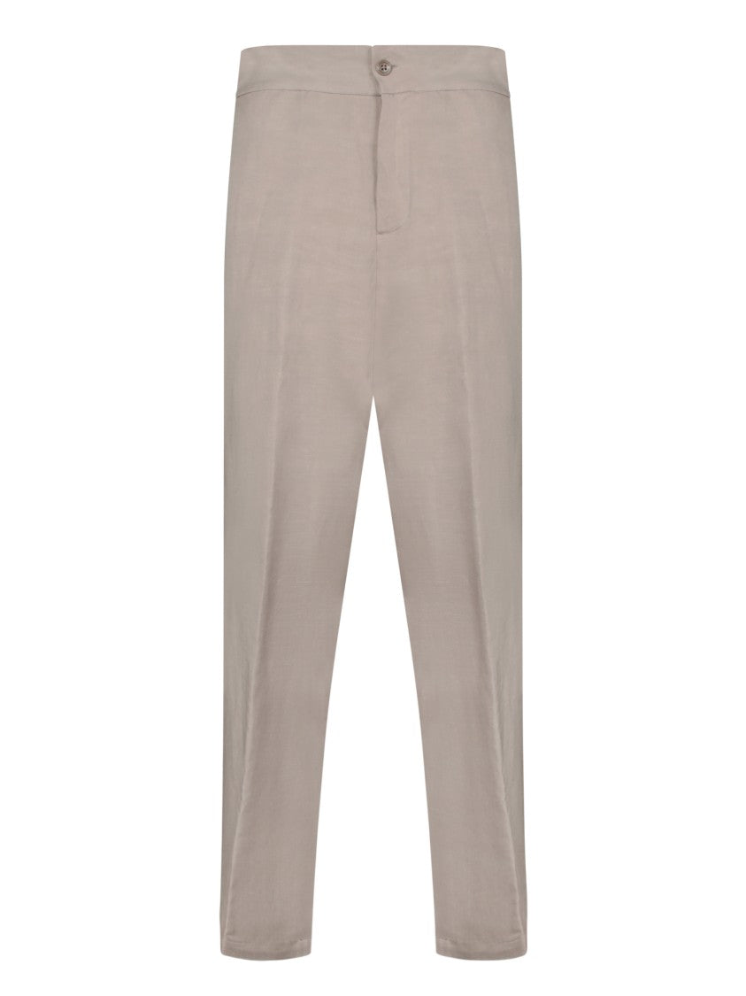 Costumein Tailored Beige Trousers With Button Closure