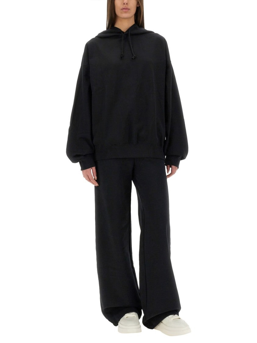 Y-3 Black Graphic Print Hoodie With Spacious Hood