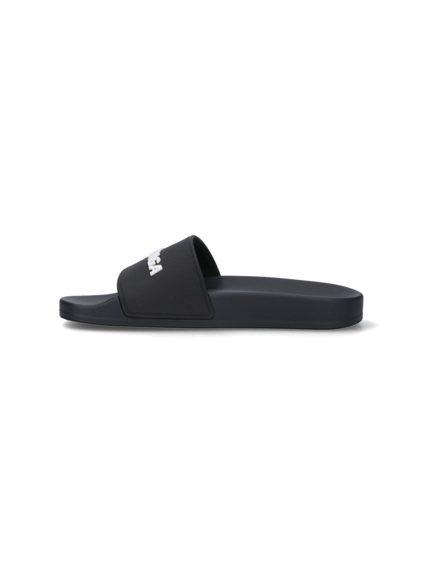 Balenciaga "Pool Side" Slide Sandals – Black