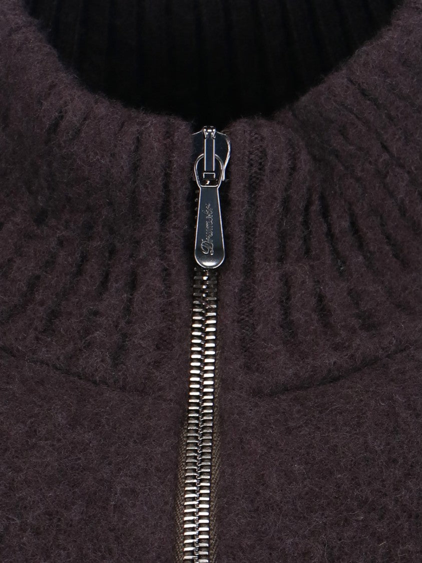 Drumohr Classic Knit Brown Sweater With Ribbed Details