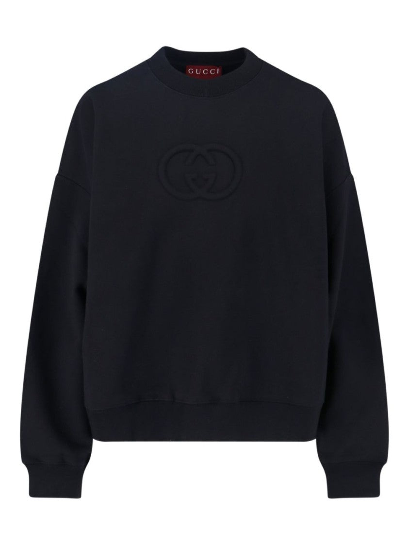 Gucci Black Sweater With Embossed Logo