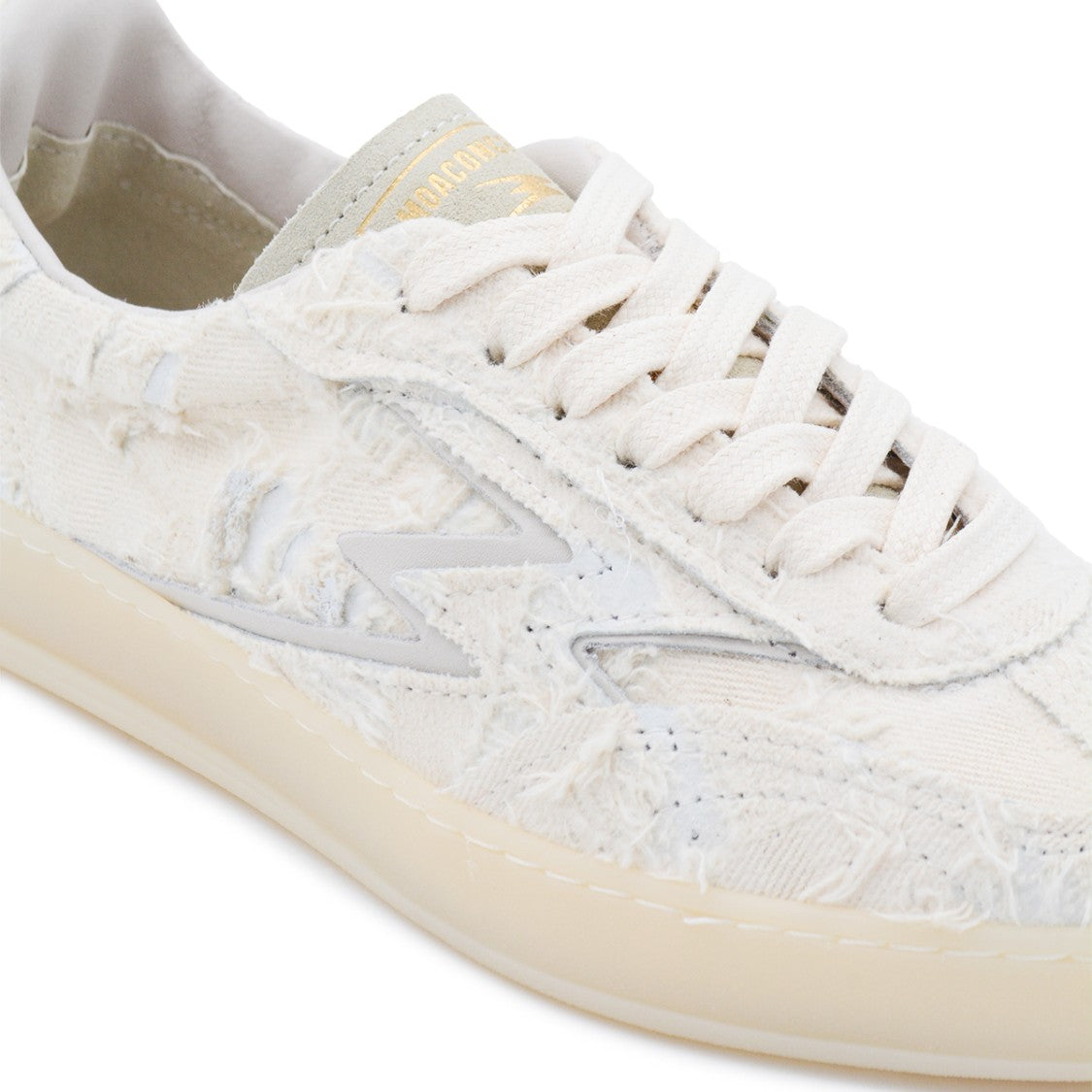 Moaconcept White Sneakers From Moaconcept Featuring Round Toe, Cotton Laces Fastening, Details And Flat Sole.