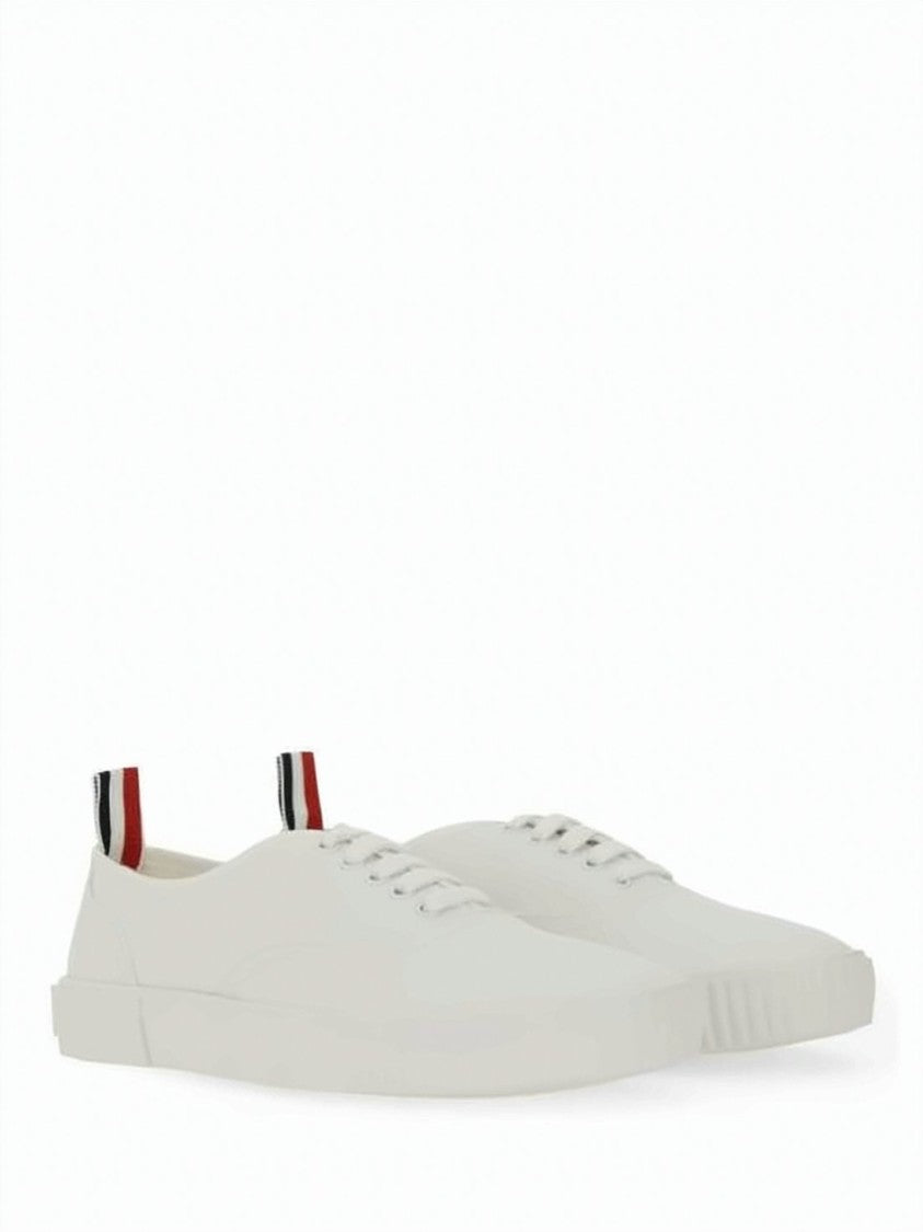 Thom Browne Low-Top Canvas Sneakers With Minimalist Design And Tricolor Pull Tab