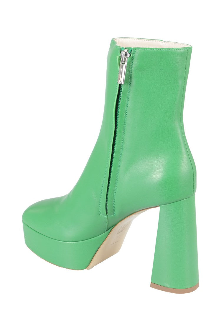 Bettina Vermillon Elegant Green Leather Ankle Boot