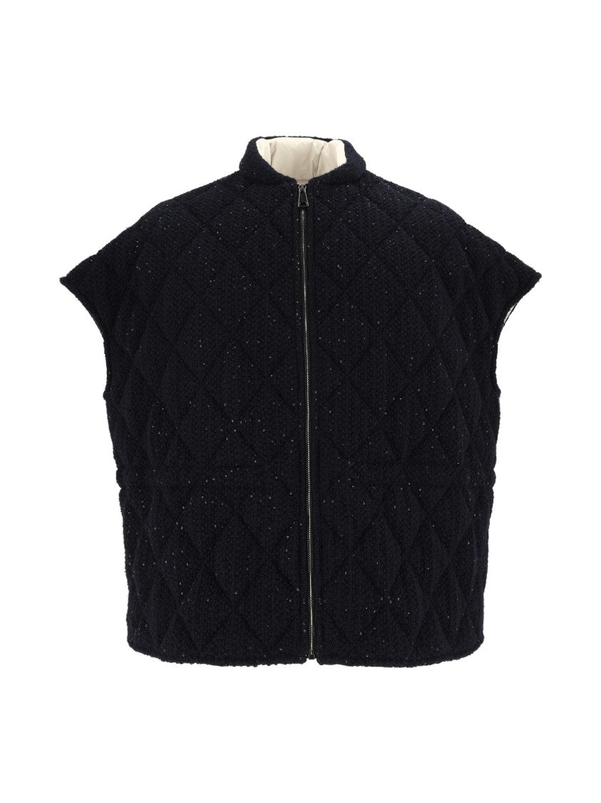 Fabiana Filippi Night Blue Sequined Quilted Cape