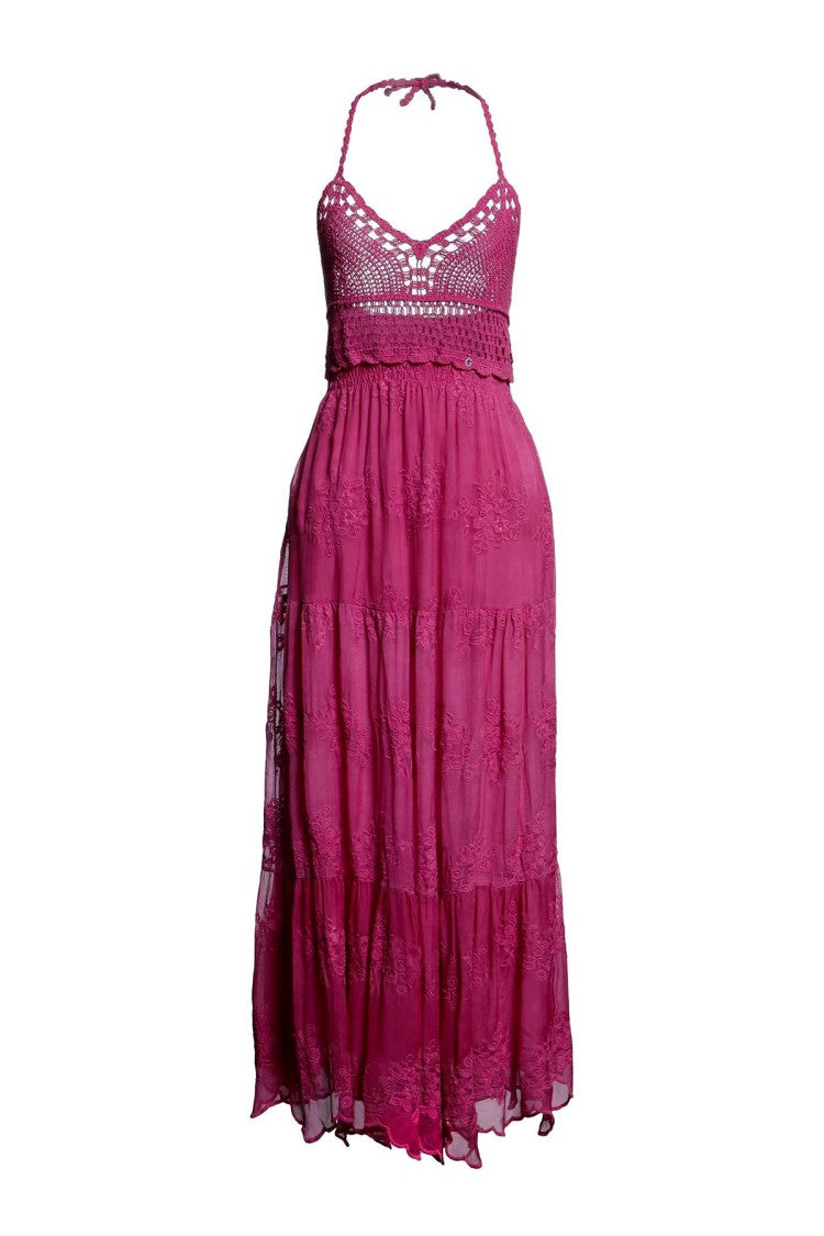 Guess Fuchsia Crepe Midi Dress