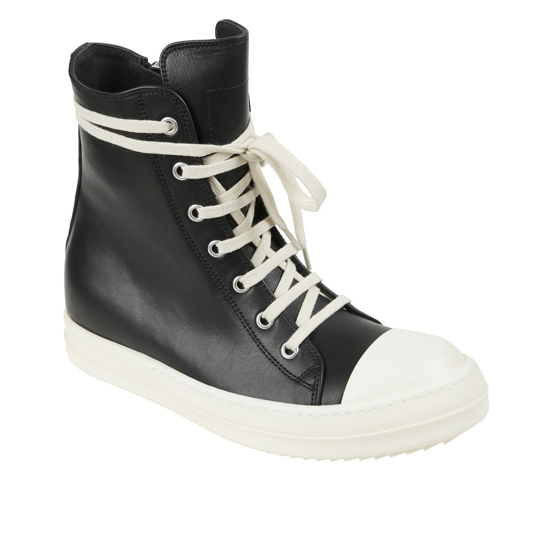 Rick Owens High-Top Smooth Leather Sneakers With Shark Tooth Sole