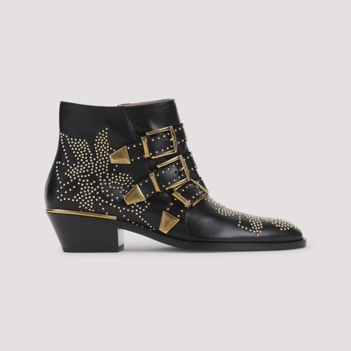 Chloé Studded Black Mutton Leather Ankle Boots