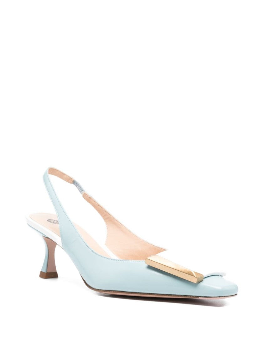 Roberto Festa Light Blue Square Toe Slingback Heels