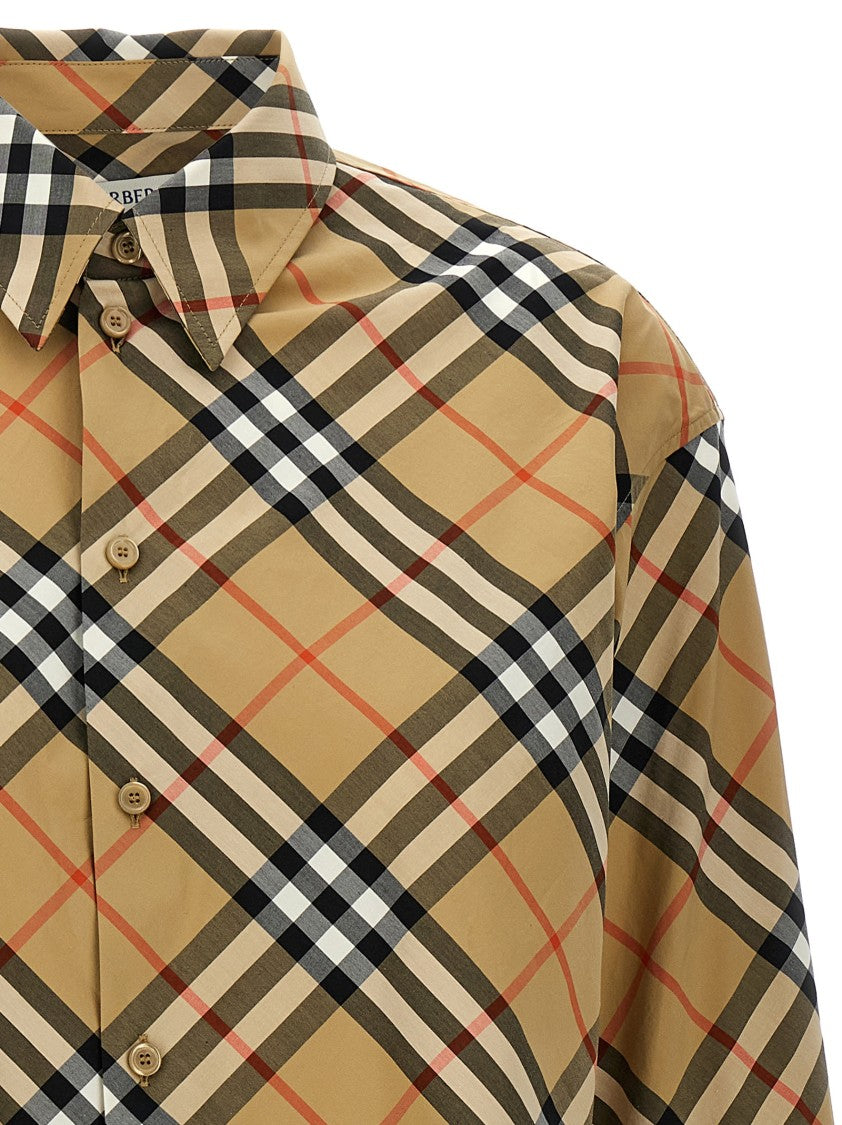 Burberry Classic Plaid Check Shirt With Button Closure And Cuffed Sleeves
