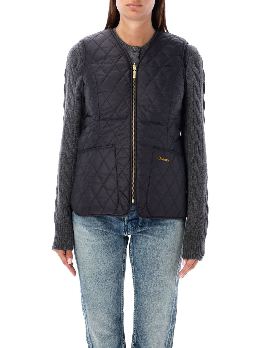 Barbour Reversible Quilted Nylon Cable-Knit Sleeve Jacket