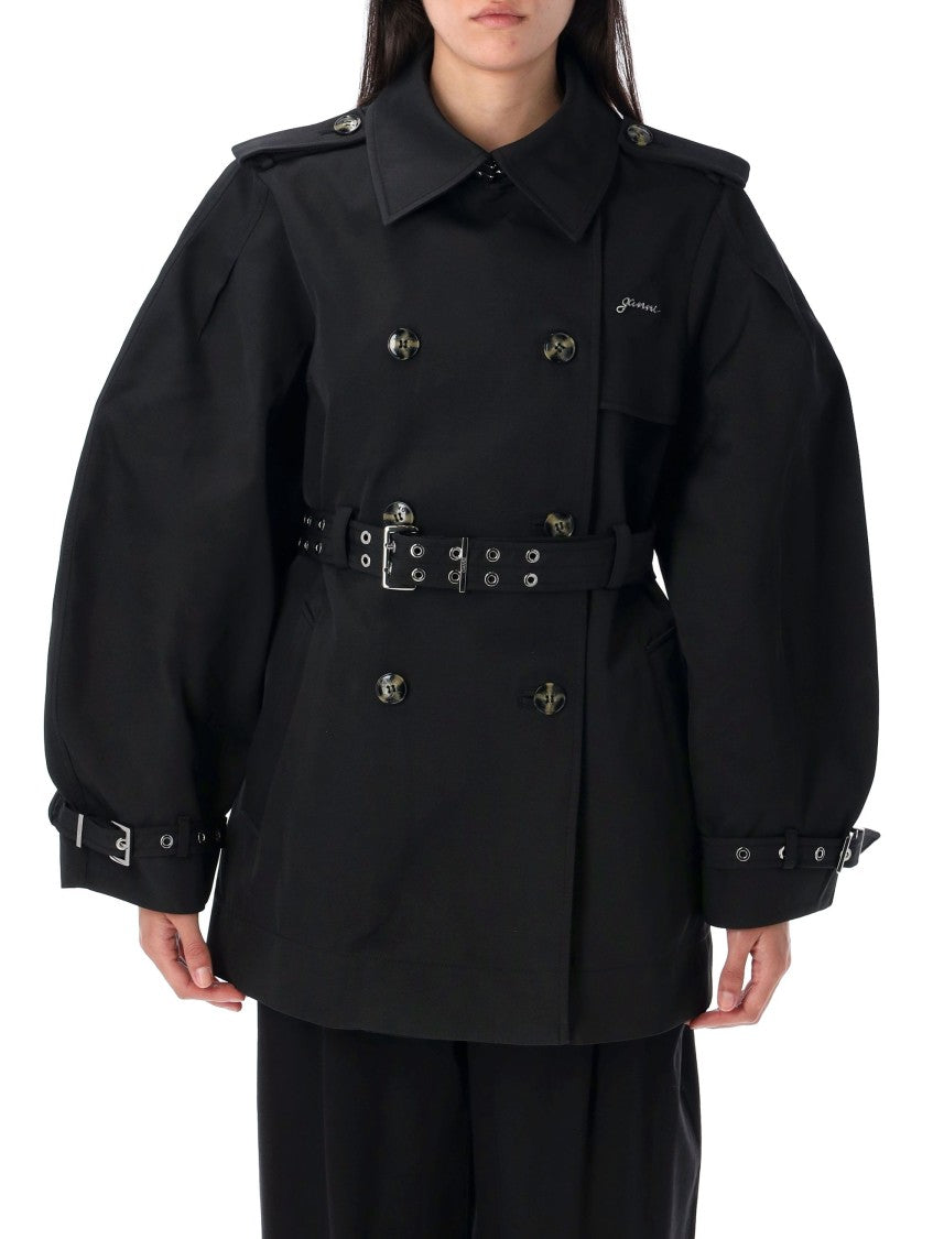 Ganni Twill Midi Trench Coat