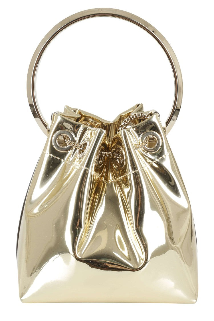 Jimmy Choo Gold Bon Bon Bracelet Handle Structured Leather Handbag