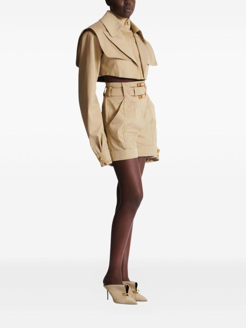 Balmain Tailored High-Waisted Shorts With Gold Buckle