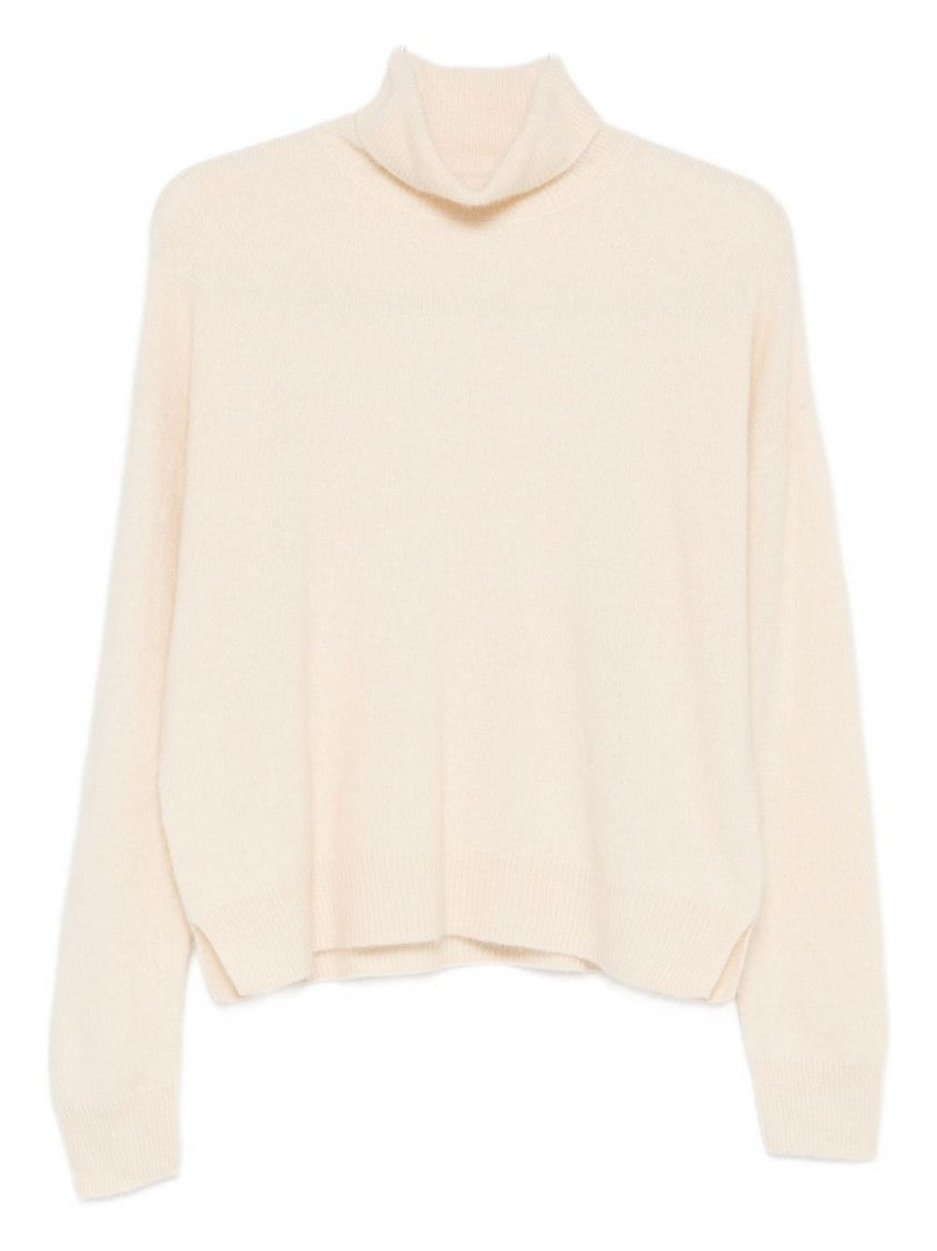 Majestic Filatures High Turtleneck White Knit Sweater