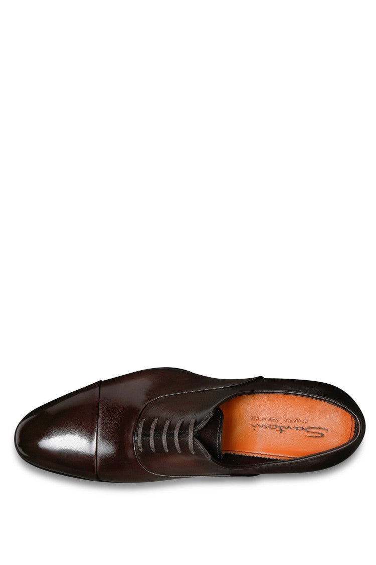 Santoni Isaac Model Antiqued Leather Oxford Shoes