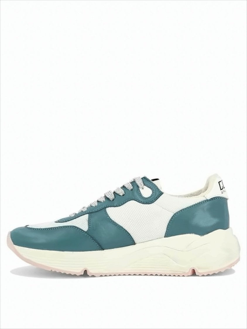 Golden Goose Teal And White Sneakers With Leather And Mesh Panels