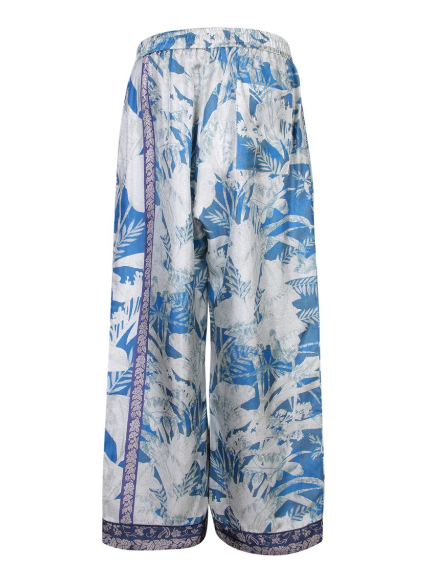 Pierre-Louis Mascia Silk Wide-Leg Trousers With Elasticated Waistband And Button Fastening