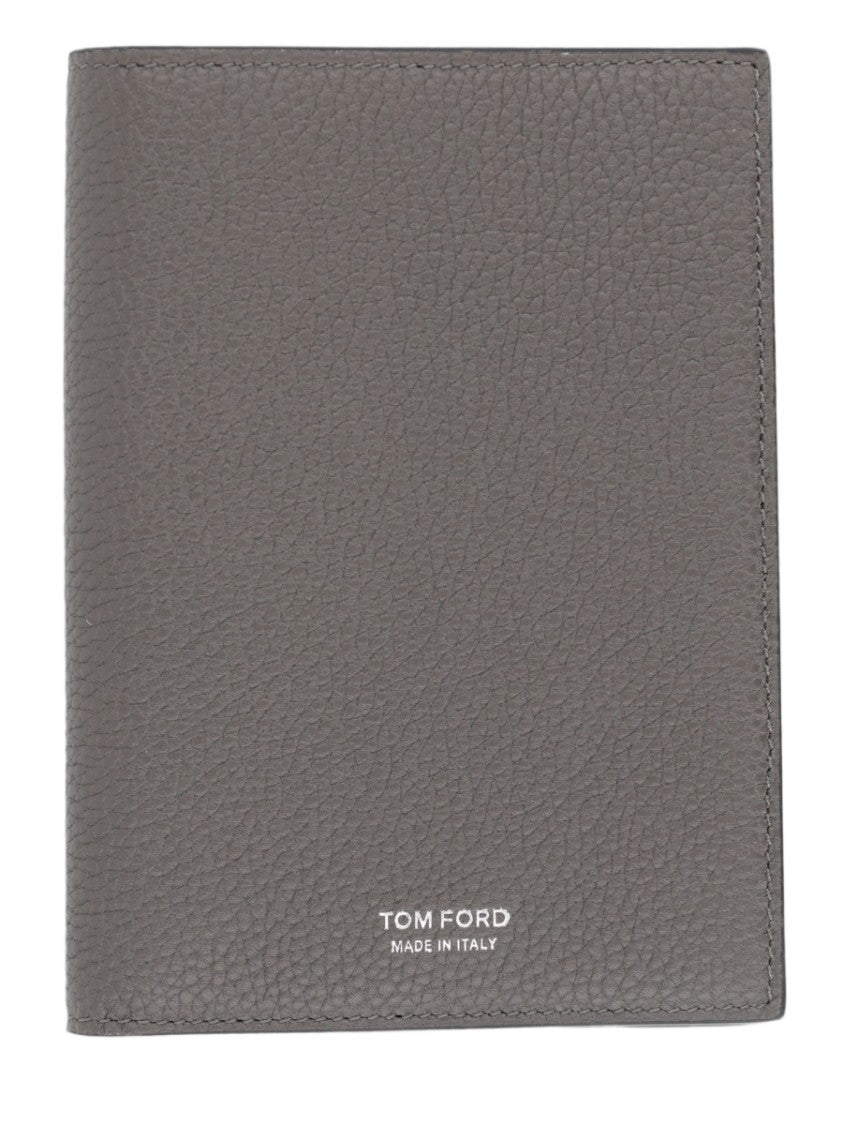 Tom Ford Grey Compact Calf Leather Passport Holder