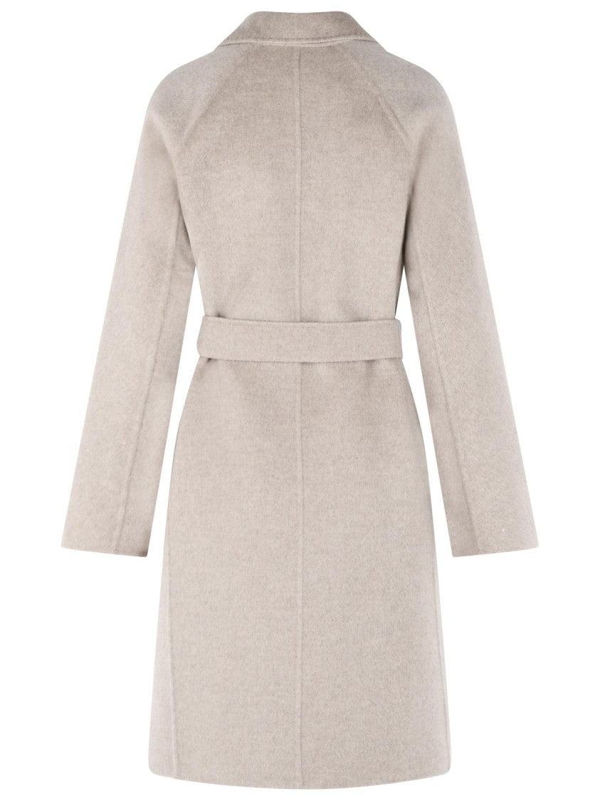 Max Mara 'Aceri' Sand Cachemire Wrap Coat