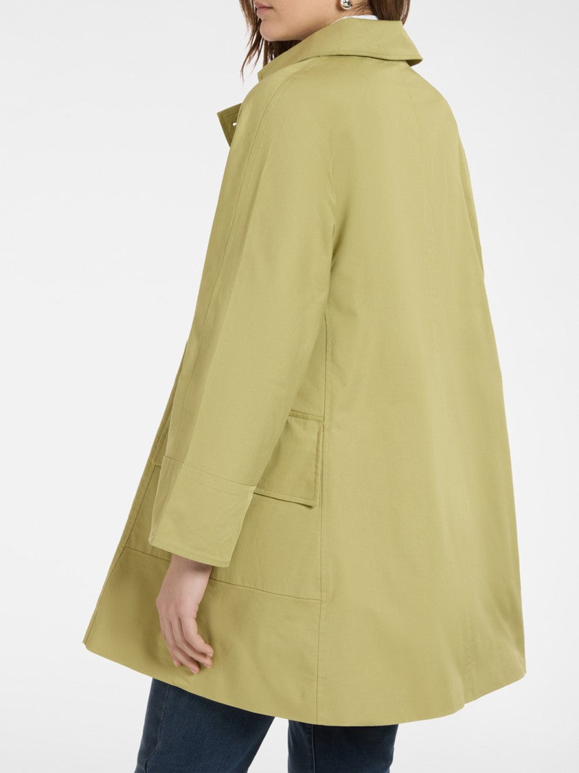 Elena Miro` Caban Linea Kimono Green Double-Breasted Coat