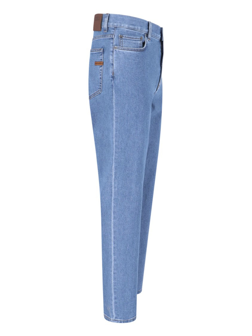 Zegna Blue High-Waist Cotton Denim Straight Jeans