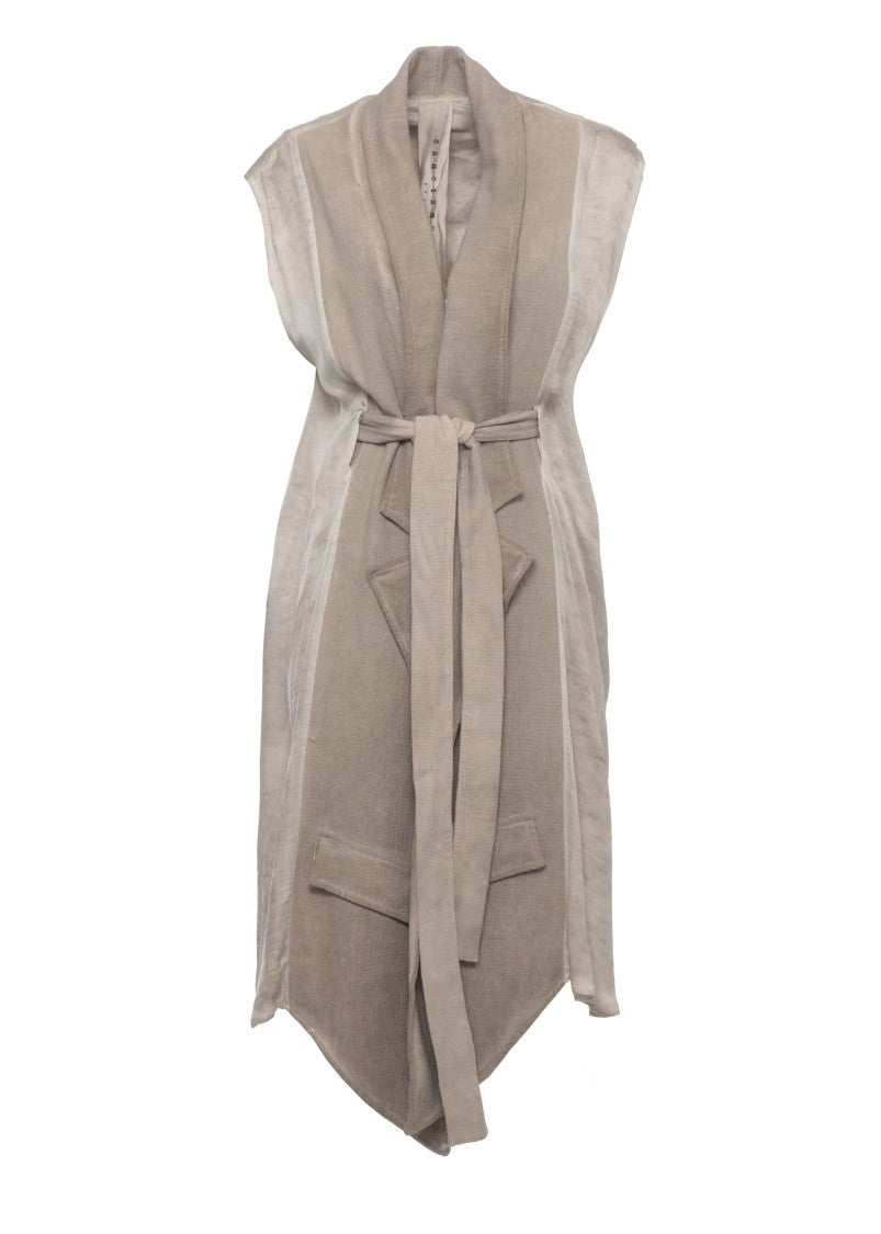 Sanctamuerte Beige Belted Waist Cotton Gilet